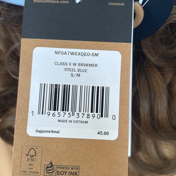 Brand New The North Face UPF 40+ Class V Brimmer Hat Sun Protection Steel Blue main image 5